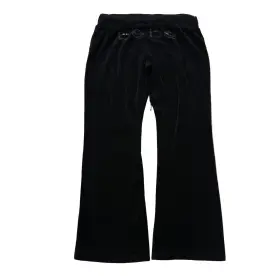 7bad755 Bebe Black Velour Rhinestone Logo Low Rise Flare Pants Size S