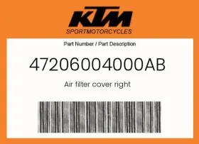 47206004000ab Ktm Genuine Air Filter Cover Right -