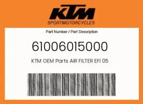 61006015000 Ktm Genuine Air Filter Efi 05 -