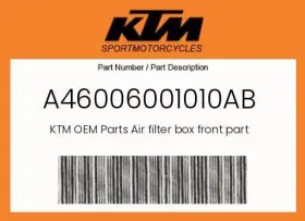 A46006001010ab Ktm Genuine Air Filter Box Front Part -