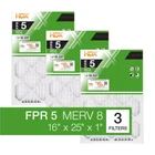 16 X 25 Standard Pleated Air Fpr 5, 3-PACK, Filters Replacement New. Price: $16.25.