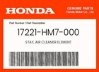 Honda Genuine Stay, Air Cleaner Element 17221-HM7-000 New. Price: $13.29.